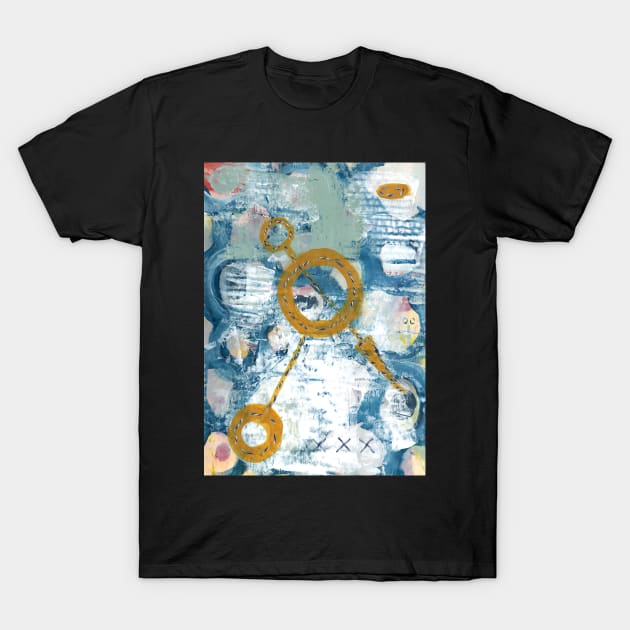 Art Acrylic artwork abstract mix media stitches T-Shirt by malamaya